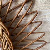 Miroir soleil osier vintage