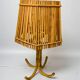 Large Louis Sognot French bamboo & rattan table lamp, France, 1960s