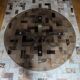 Vintage 70s round coffee table – Smoked glass top & brushed aluminium base