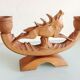 Two-headed Scandinavian/vintage 50-60s wooden chandelier