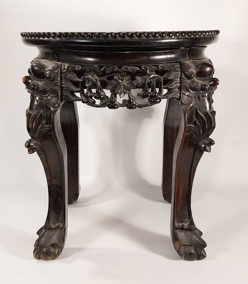 China, 19th century ironwood and marble pedestal coffee table