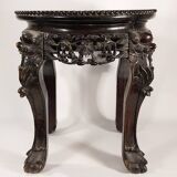 China, 19th century ironwood and marble pedestal coffee table