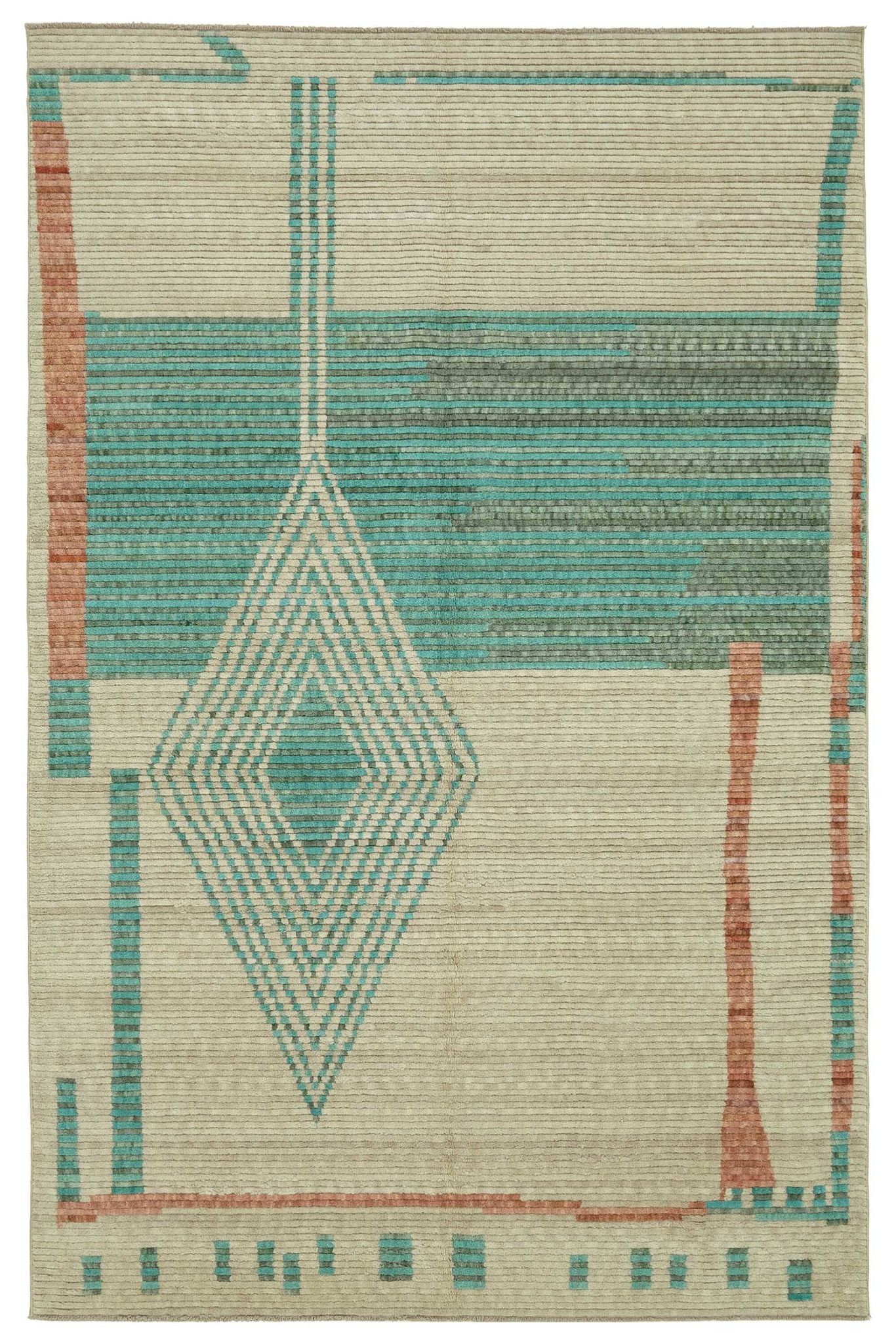 Tapis Oushak turc fait main 197 cm x 300 cm