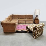 Canapé modulable vintage en velours côtelé côtelé « marron Sahara »