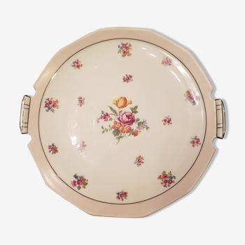 Plat rond Ø26 cm fleurs porcelaine de Limoges