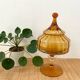 Amber glass dragée dish from Empoli, Italy - 1960s