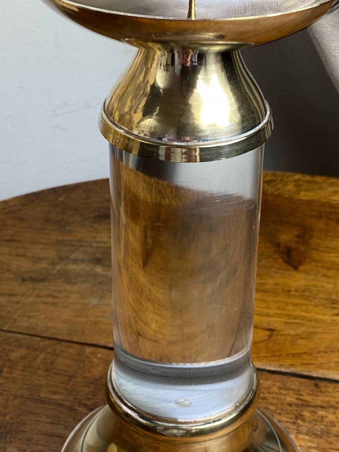 Lucite and brass candlestick, 1960s/70s