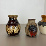 Set of 3 multi-color fat lava op art pottery vase made bay ceramics, germany