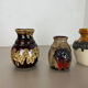 Set of 3 multi-color fat lava op art pottery vase made bay ceramics, germany