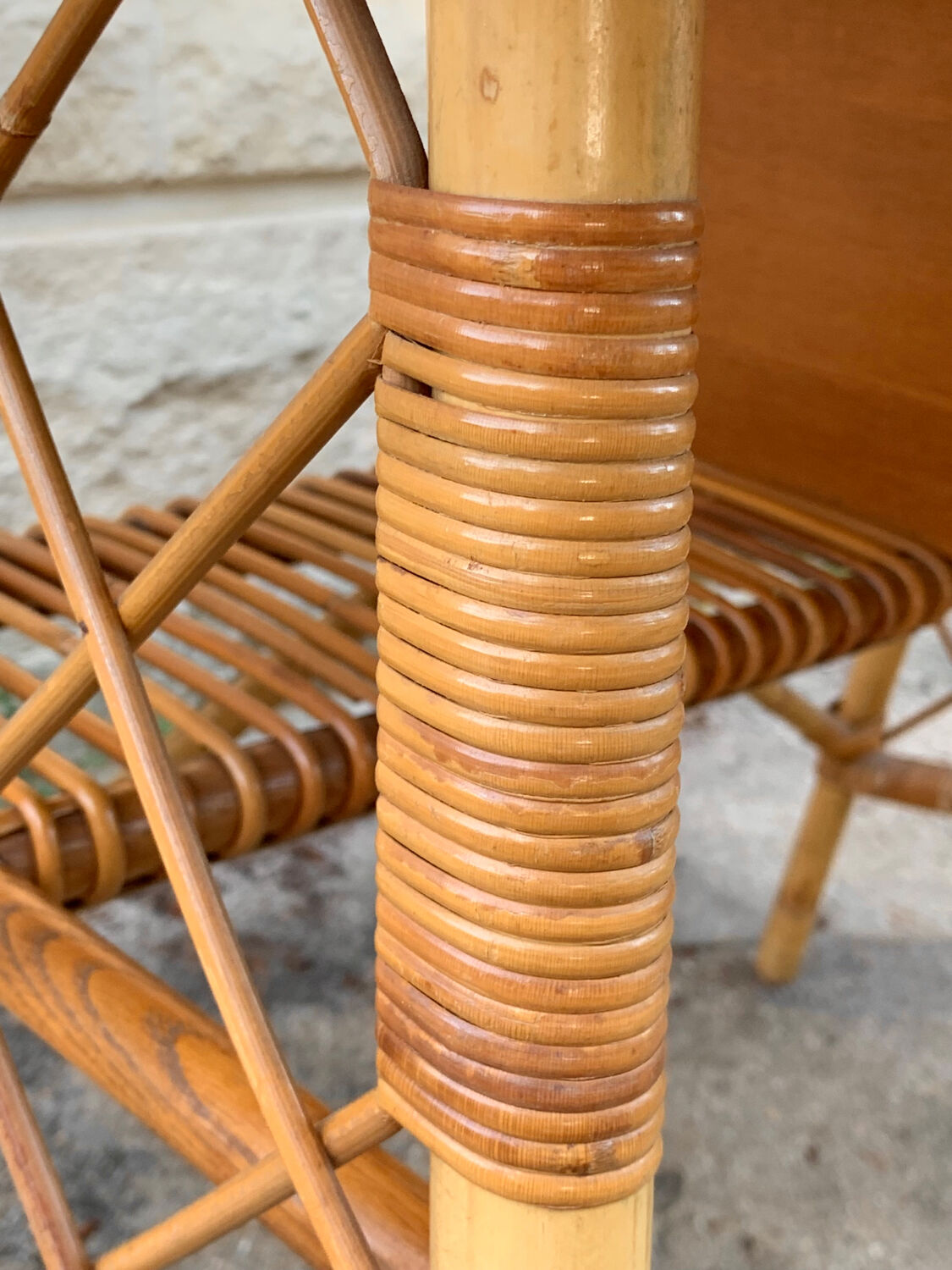Rattan desk and chair 1960