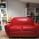 Red 2-seater Club Sofa in coated leather – Maison Pavane