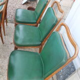 Series 6 chairs imitation green leather 1950