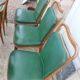 Série 6 chaises simili cuir vert 1950