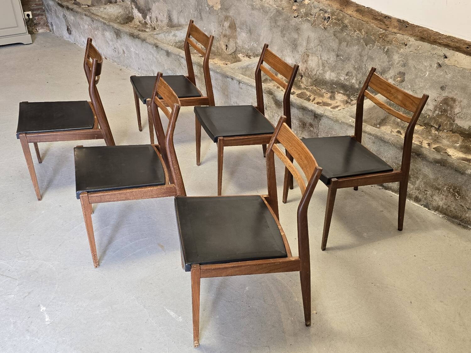 6 Scandinavian style teak chairs 1960