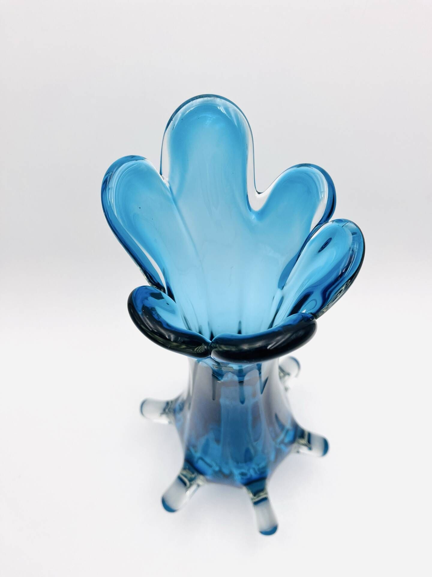 XXL Murano Vase Fratelli Toso Sommerso Blue 44cm 4.7kg Labelled 70s