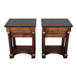 Pair of empire consoles in mahogany and 19th century marble