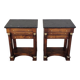 Pair of empire consoles in mahogany and 19th century marble