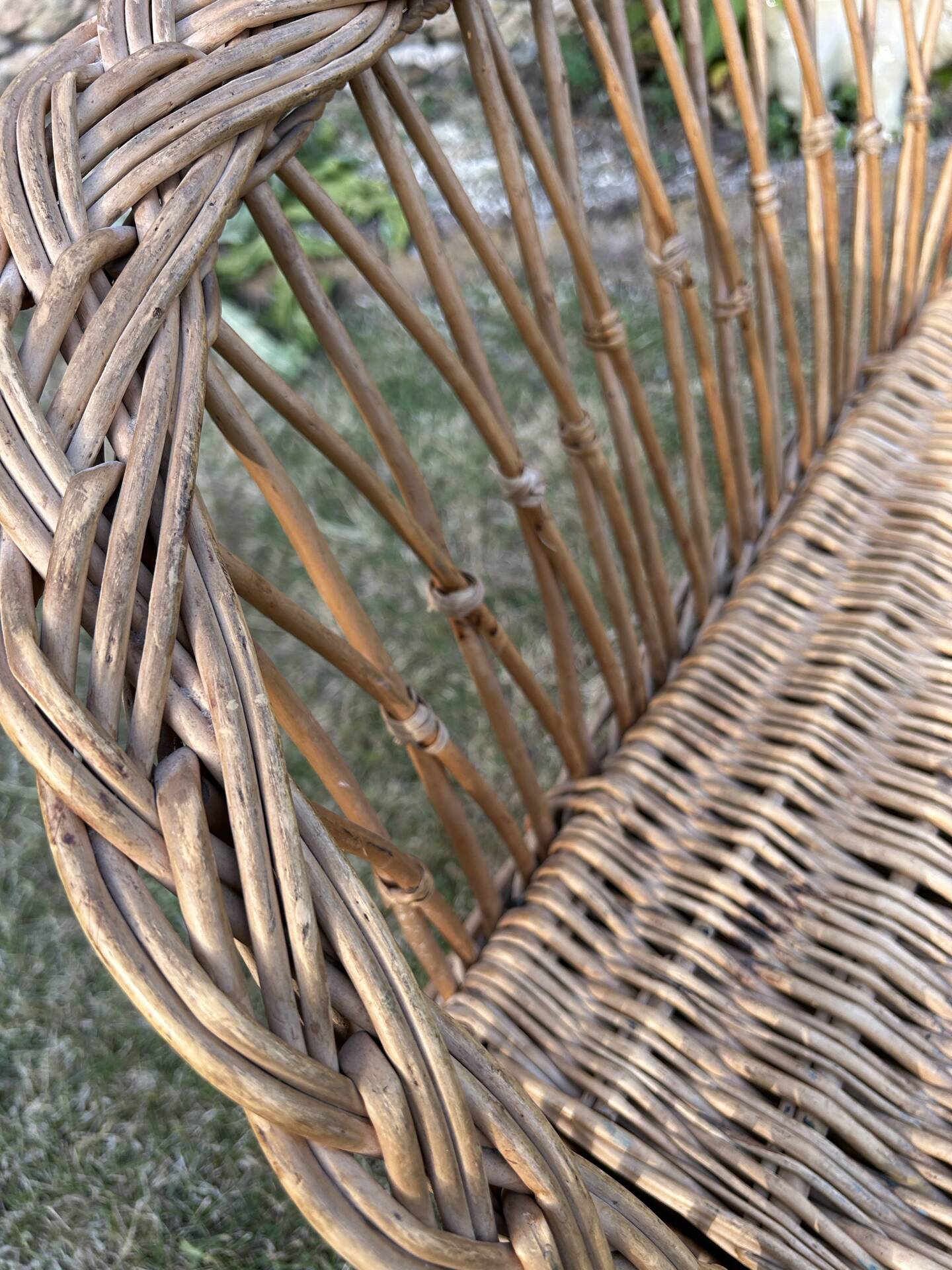 Vintage 1960 wicker storage bench