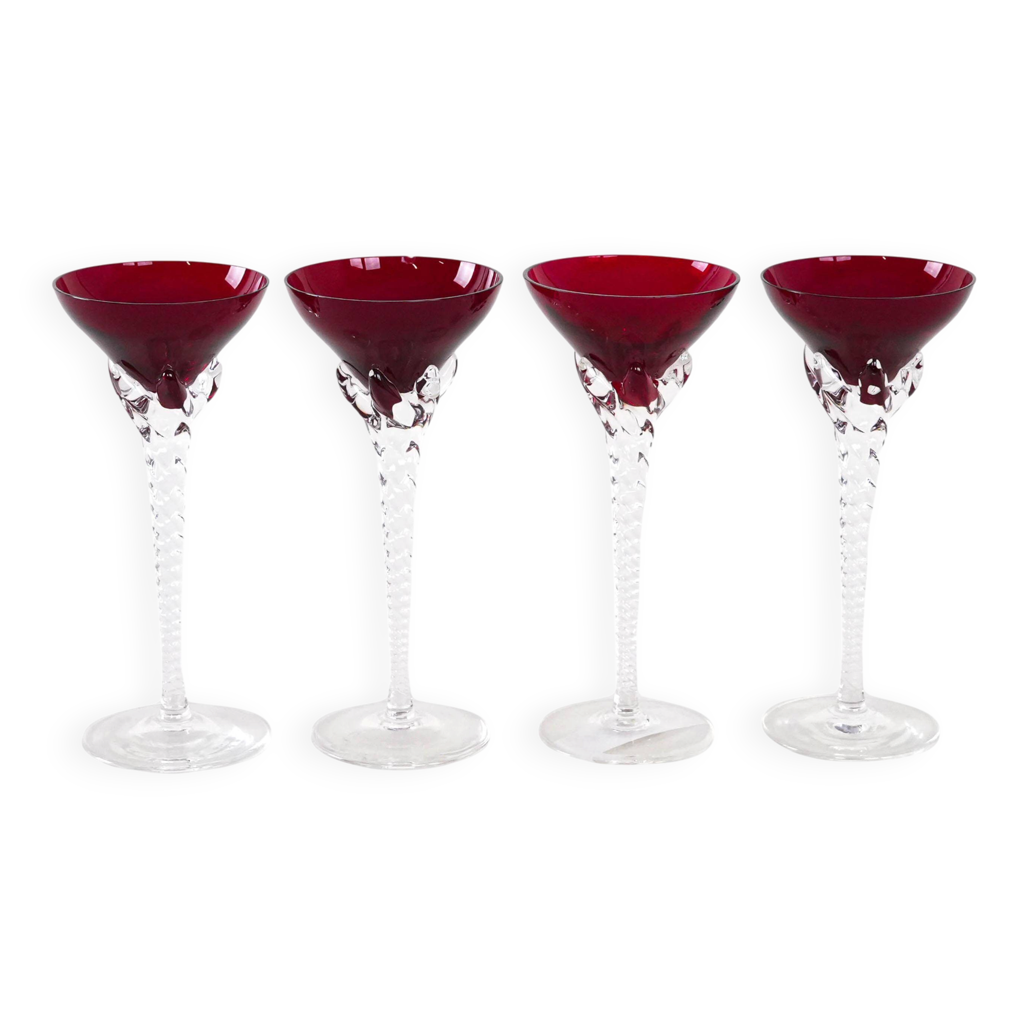 Set of ruby glasses, Danish design, 1970s, manufactured in Denmark