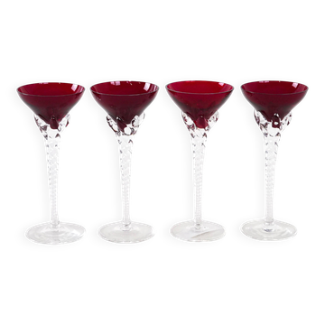 Set of ruby glasses, Danish design, 1970s, manufactured in Denmark