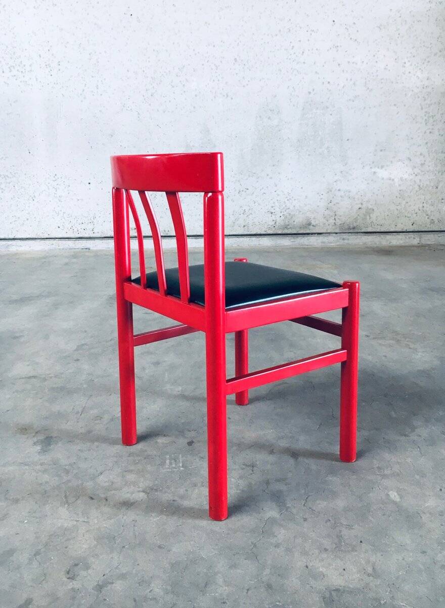 Mid-Century Modern Design Red Dining Chair Set, Belgium, 1960s, Set of 6