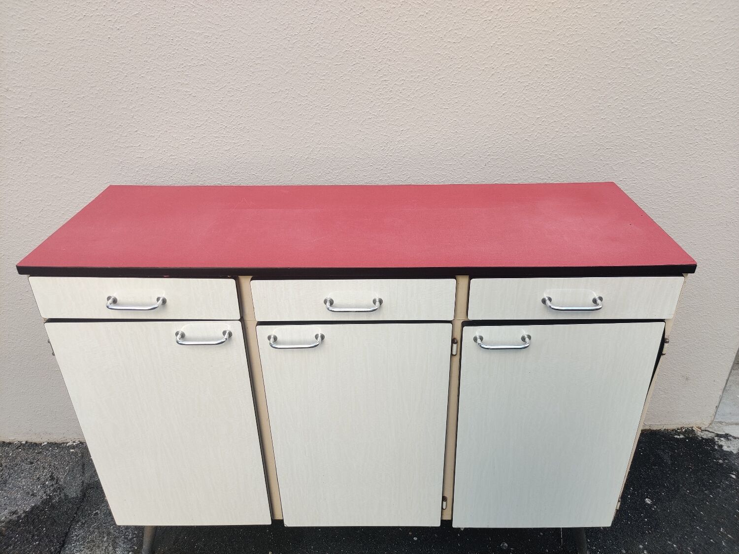 Red formica sideboard