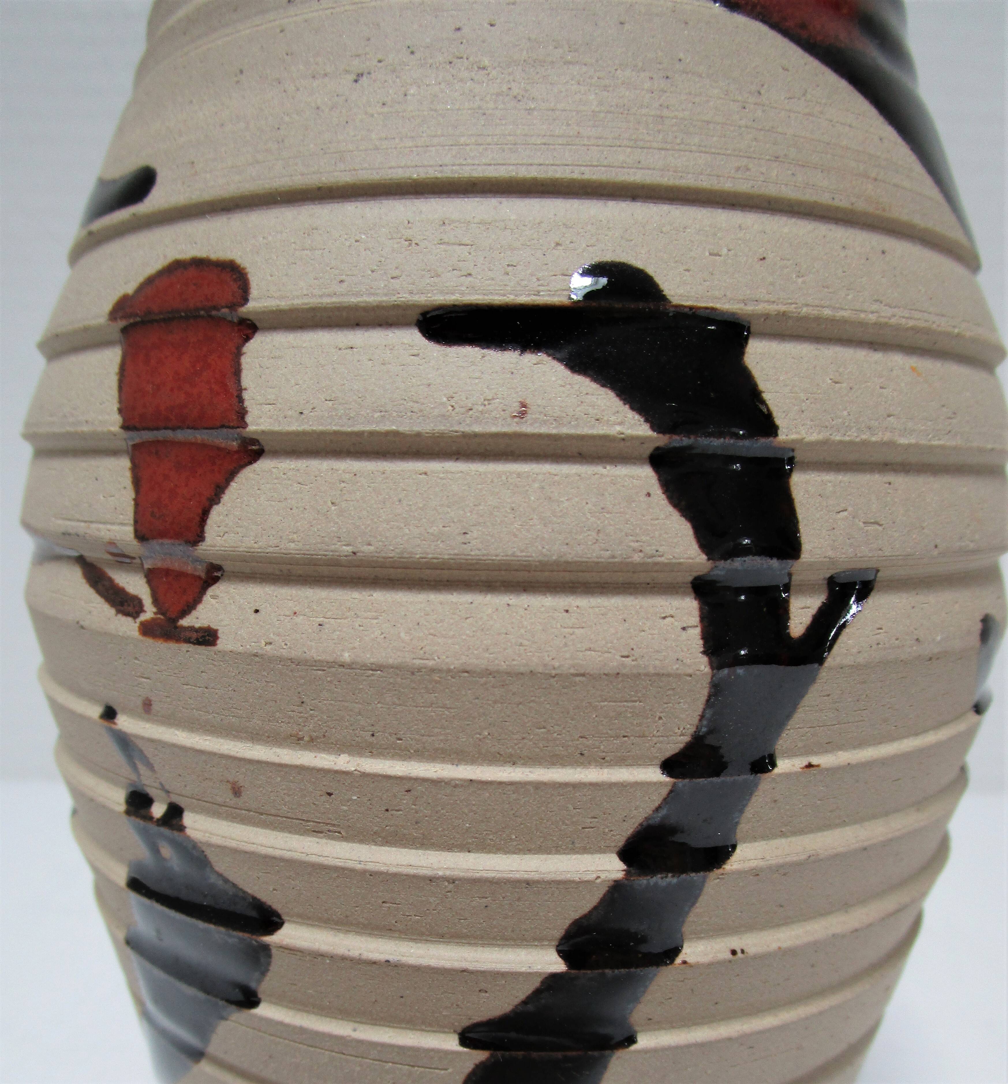 vase grès glaçure tenmoku signé cp