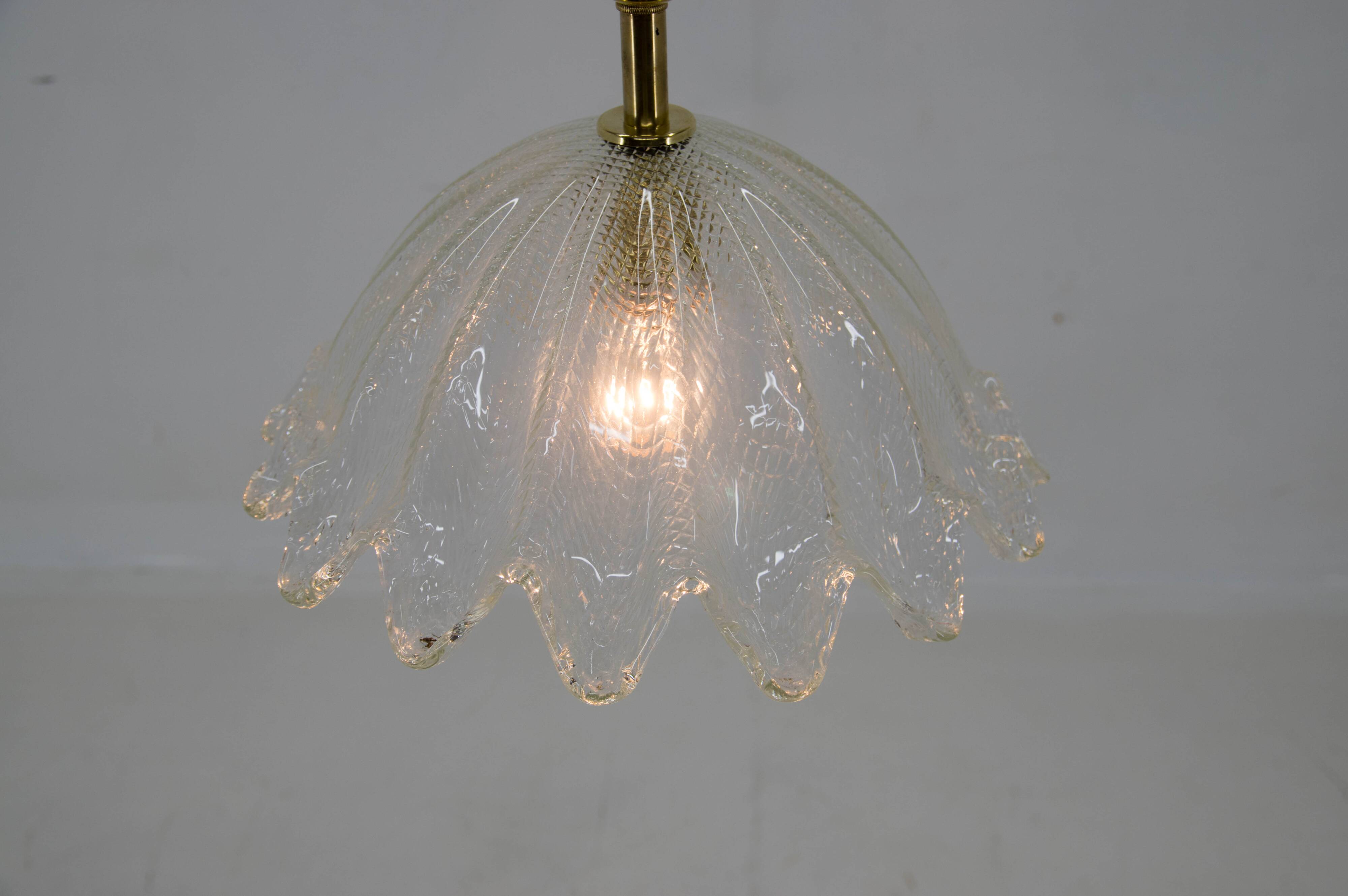 Glass and brass pendant, italy, 1970s