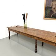 Table de ferme de 4 mètres en pin massif, vers 1900