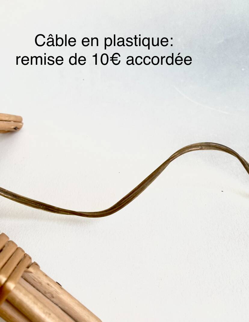 Lamp with new 2M fabric cable, Provencal wicker