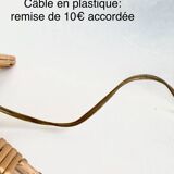Lampe avec câble tissu neuf 2 M, osier provençal