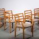 Fauteuils JL Moller modèle 68 en chêne avec tissu d'origine. Fabriqués au Danemark vers 1990.