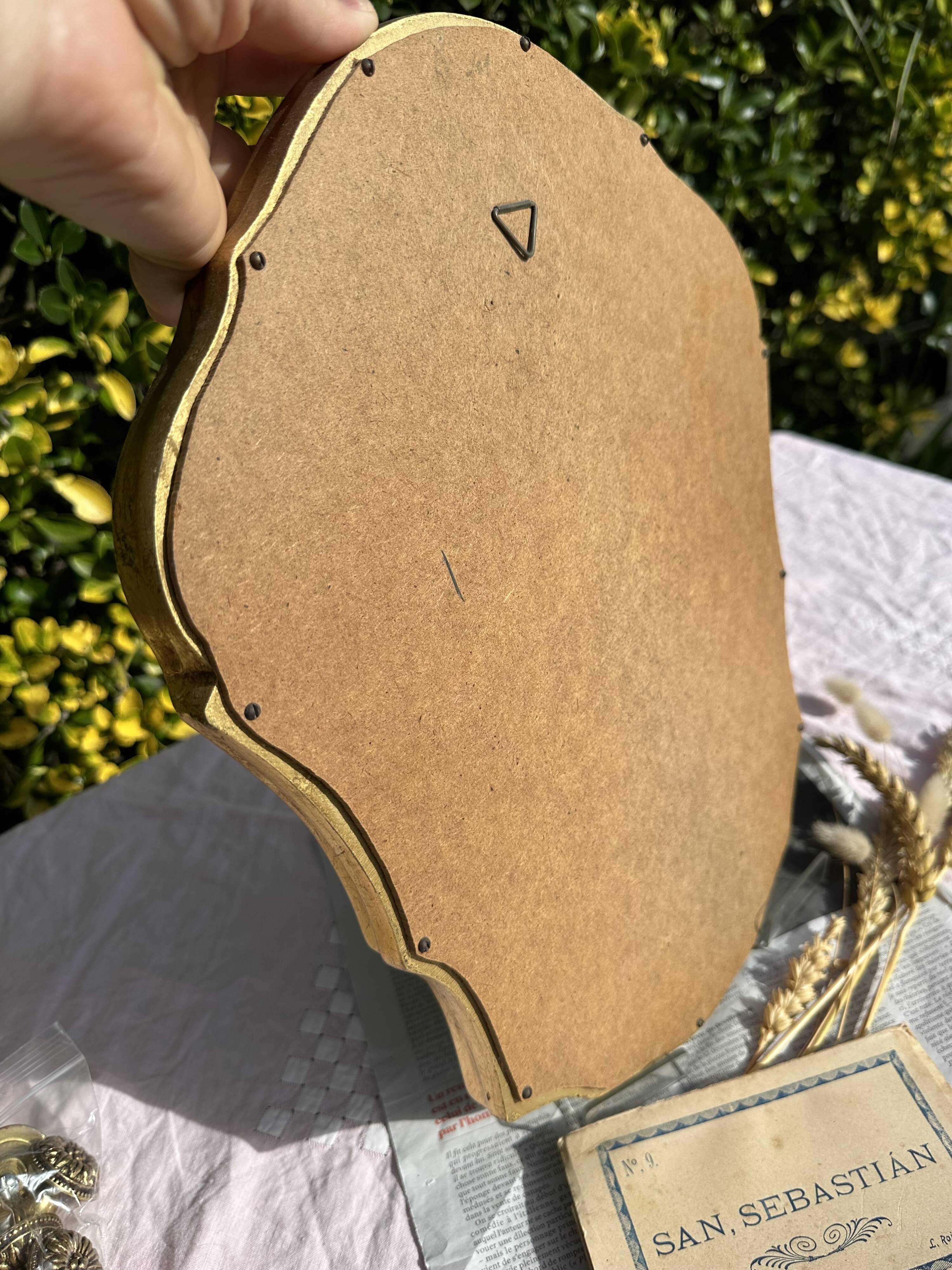 Vintage Golden Wood Carved Mirror in Louis XV Style