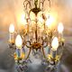 Cage chandelier 6 lights in bronze and crystal