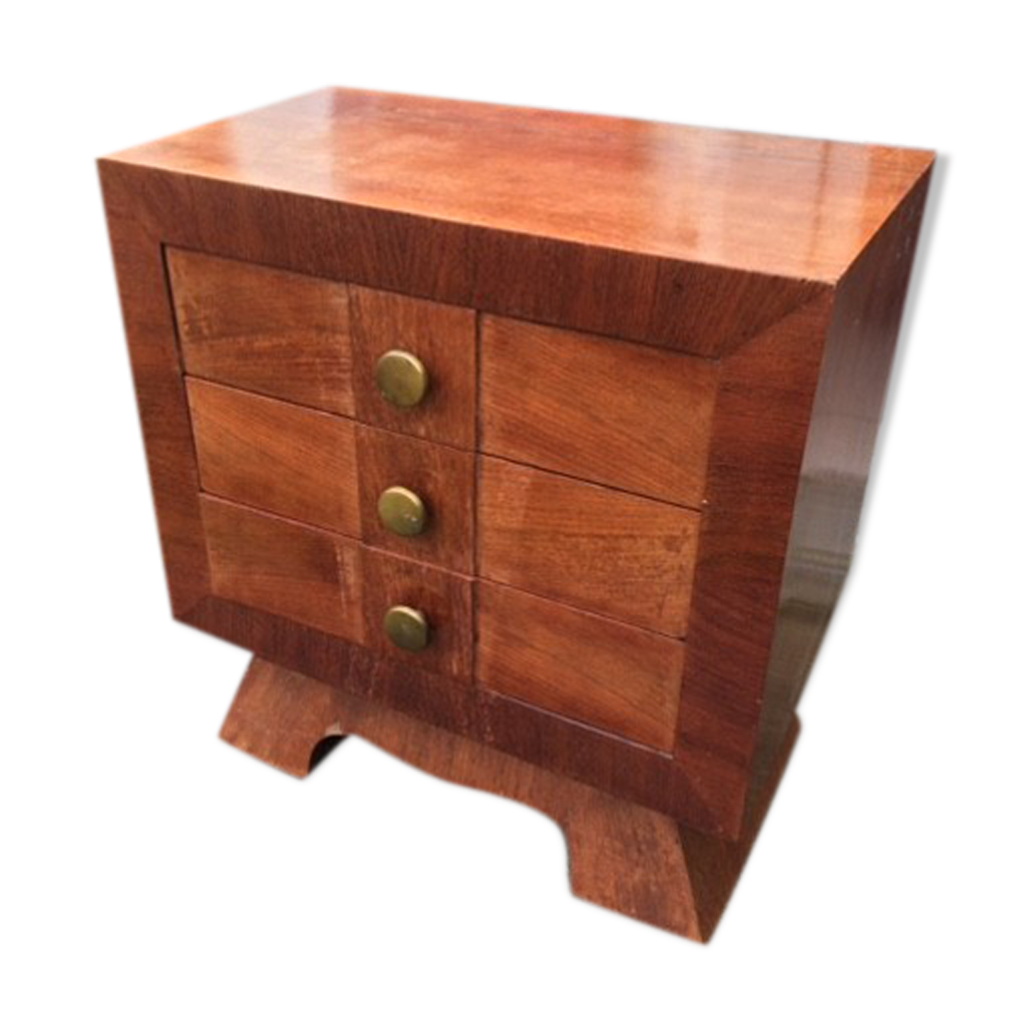 art deco 3-drawer bedside