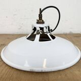 Industrial White Enamel Factory Pendant Lamp, 1960s