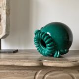Vase ball enamelled green Gustave Asch for Primavera model ball called Sainte Radegonde