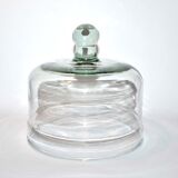 Cloche à fromage ancienne en verre soufflé vert - Présentoir Globe vintage 19cm