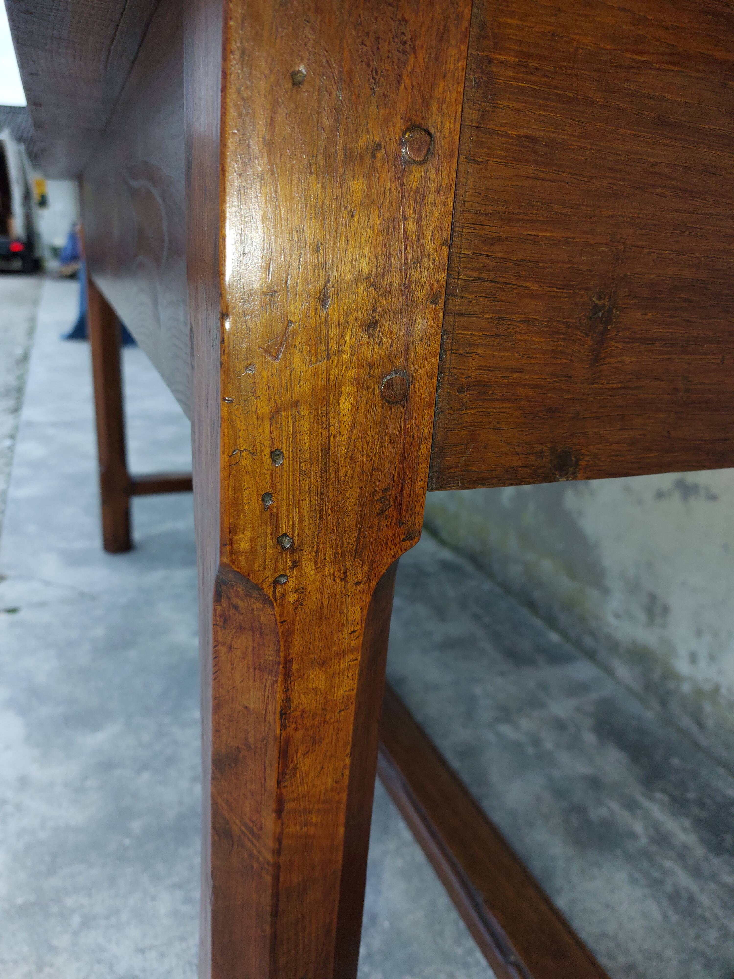 Rustic burgundy farm table 19th -1m80