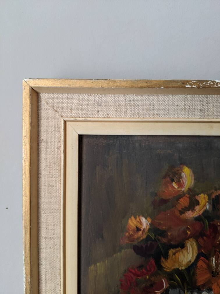 Acrylic painting on cardboard still life bohemian countryside decoration