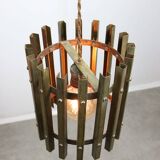 Vintage Italian Brass Cage Pendant Lamp, 70s