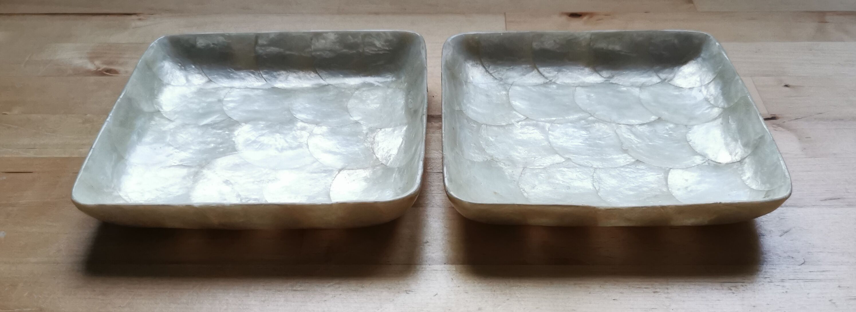 Trays mother-of-pearl petals and vintage fiber