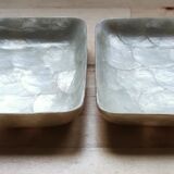 Trays mother-of-pearl petals and vintage fiber