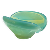 Cendrier en verre uranium vintage de Murano / vide poche, verre sommerso