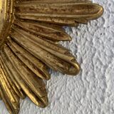 Vintage 1960s sunburst witch's eye mirror in gold - 27 cm