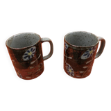 2 Cups / Mugs Glazed ceramic Floral decoration