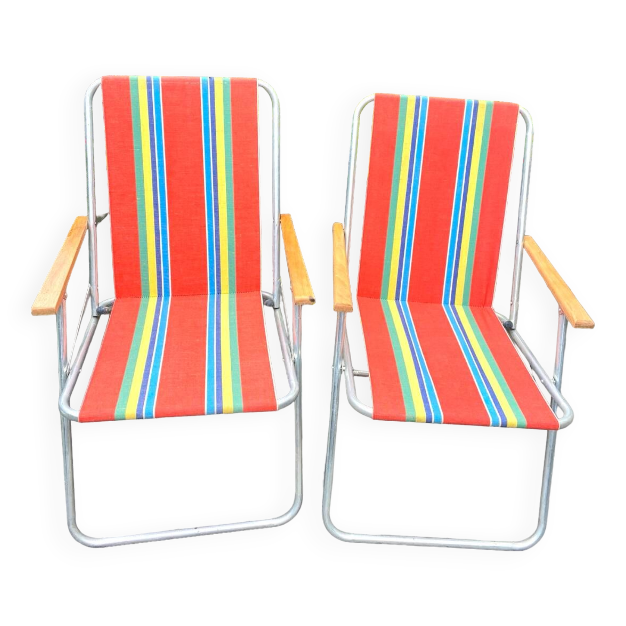 Pair of vintage folding camping chairs