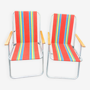 Pair of vintage folding camping chairs