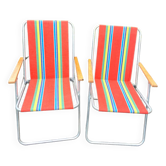 Paire de fauteuils de camping pliants vintage