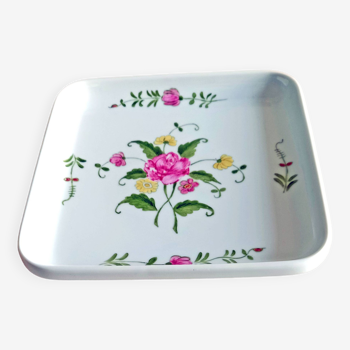 Petit plat carré Vide poche Porcelaine de Bavière BAUSCHER Bavaria Décor floral